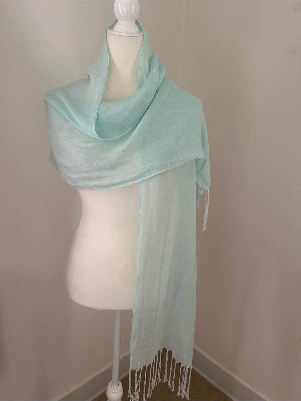 Light Mint Fringe Scarf - Women's Accessory